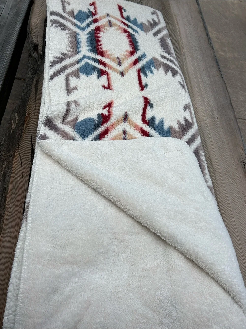 Pendleton Cream Sherpa Fleece Blanket “White Sands”